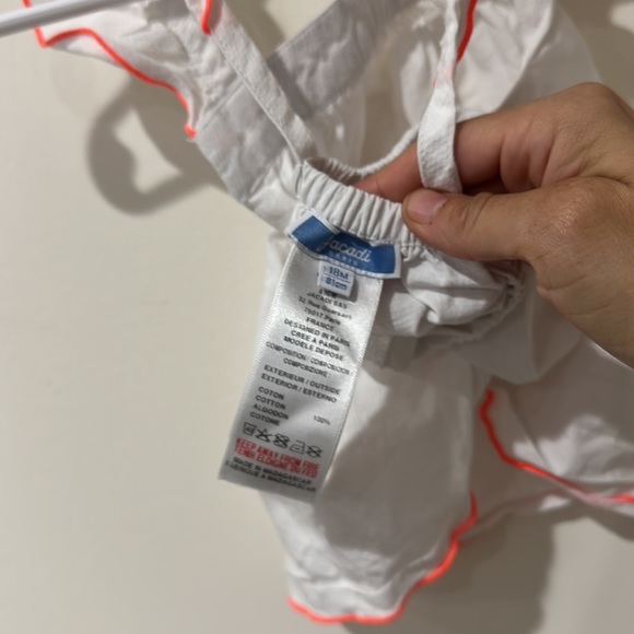 • Jacadi Paris • Baby Girls Cross Back Ruffle Tank Top White and Orange 18 Month - Picture 4 of 4
